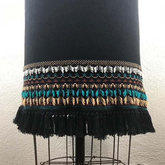 Nanette Lepore l XS Retro Fair Isle Nordic Stretch Knit Fringe Hem Sweater Dress - Picture 5 of 14